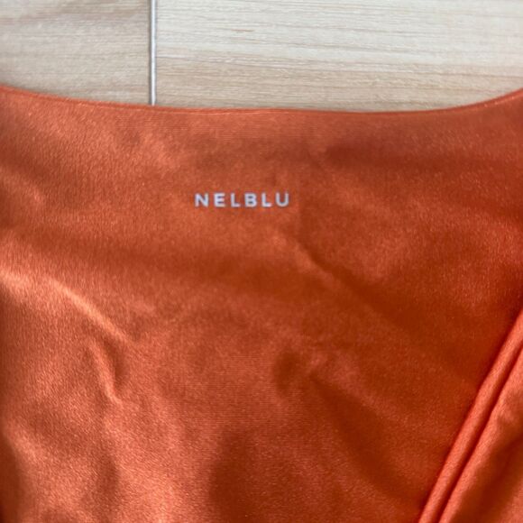 NELBLU Womens Inocencia Summatra Orange Shimmer 2 Piece L/S Swimsuit Size Medium - Picture 4 of 7